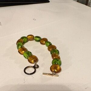 Elegant Green and Gold Beaded Bracelet